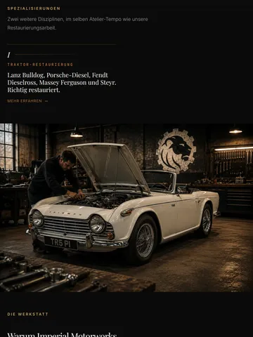 Imperial Motorworks Multilingual Premium Website for a Classic Car Manufactory – Design & User Experience (Tablet)