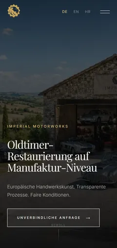Imperial Motorworks Multilingual Premium Website for a Classic Car Manufactory – Project Overview (Smartphone)