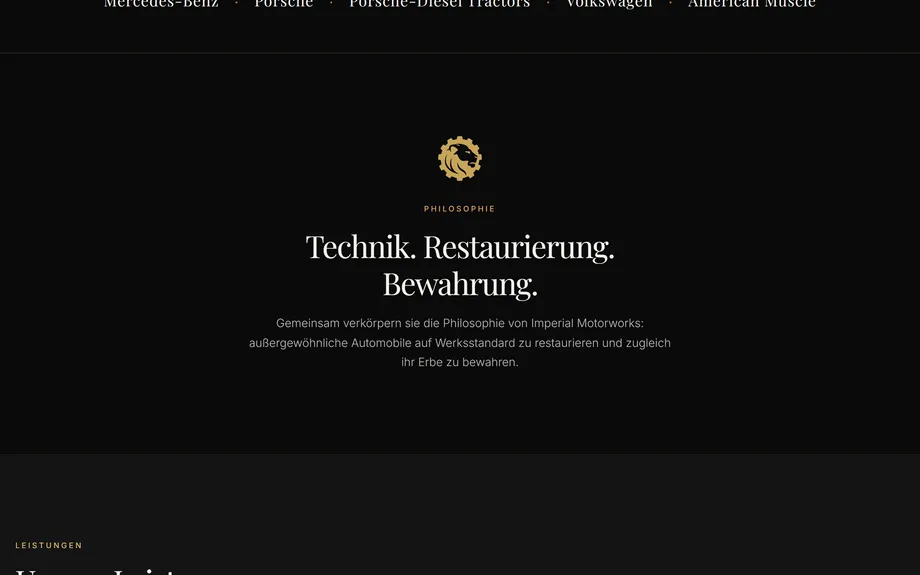 Imperial Motorworks Multilingual Premium Website for a Classic Car Manufactory – Strategy & Architecture (Desktop)