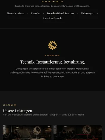 Imperial Motorworks Multilingual Premium Website for a Classic Car Manufactory – Strategy & Architecture (Tablet)