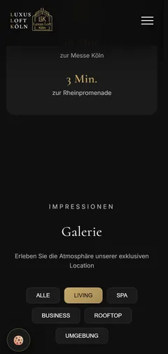 Luxus Loft Köln Premium Apartment Website for Exclusive Short-Term Rentals – Design & User Experience (Smartphone)