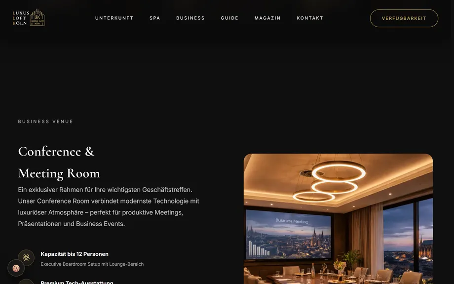 Luxus Loft Köln Premium Apartment Website for Exclusive Short-Term Rentals – Strategy & Architecture (Desktop)