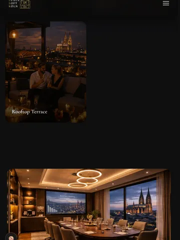 Luxus Loft Köln Premium Apartment Website for Exclusive Short-Term Rentals – Strategy & Architecture (Tablet)