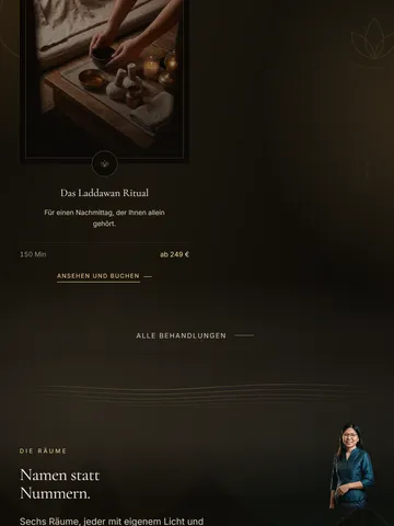 LADDAWAN Demo-Website für Massagestudios mit Scroll-Film und Buchung ohne Konto – Die Terminstrecke (Tablet)