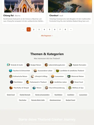 Thailand Vloggers Creator Discovery Platform for Travel YouTube Channels – Platform App & Headless Backend (Tablet)