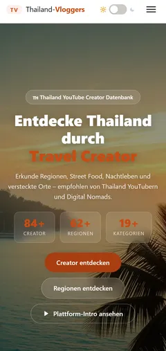 Thailand Vloggers Creator Discovery Platform for Travel YouTube Channels – Project Overview (Smartphone)